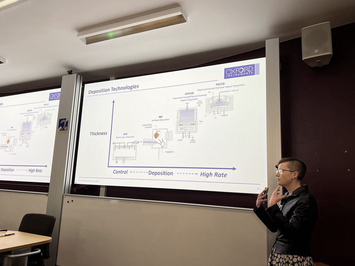 The #ALD_academy at <a href="/UniofBath/">University of Bath</a> acknowledges the sponsoring by <a href="/OxInst/">Oxford Instruments</a>  by a presentation by Katie Hore from Oxford Instruments Plasma Technology (<a href="/parsonsthinfilm/">Parsonsthinfilm</a> @sean_t_barry )