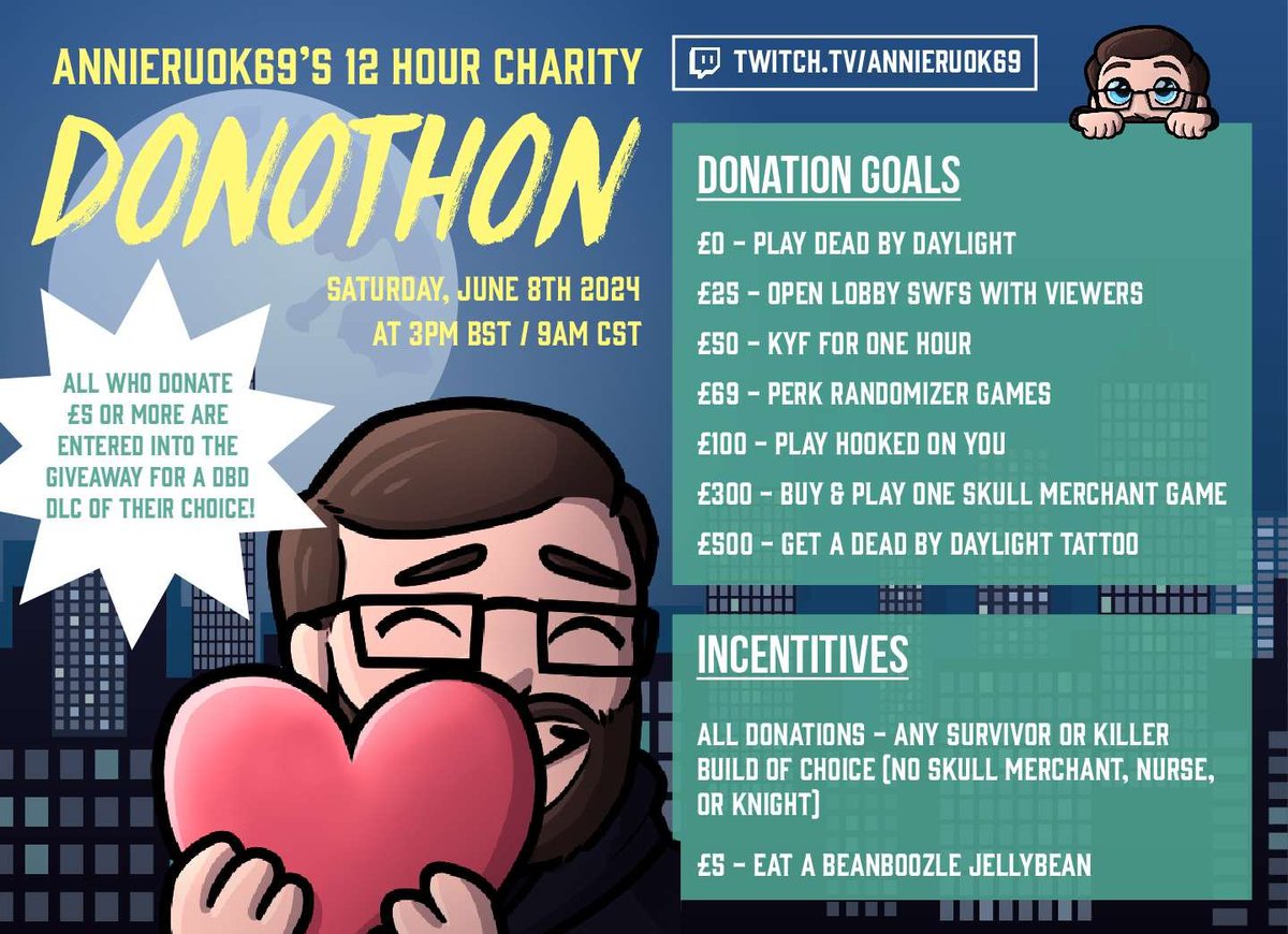 This Saturday, I'm gonna be doing a 12 hour stream were all donations and money from the stream will be going directly to charity! The charity I will be raising money for is The Samaritans 🩵 Hope to catch some of y'all on Saturday.