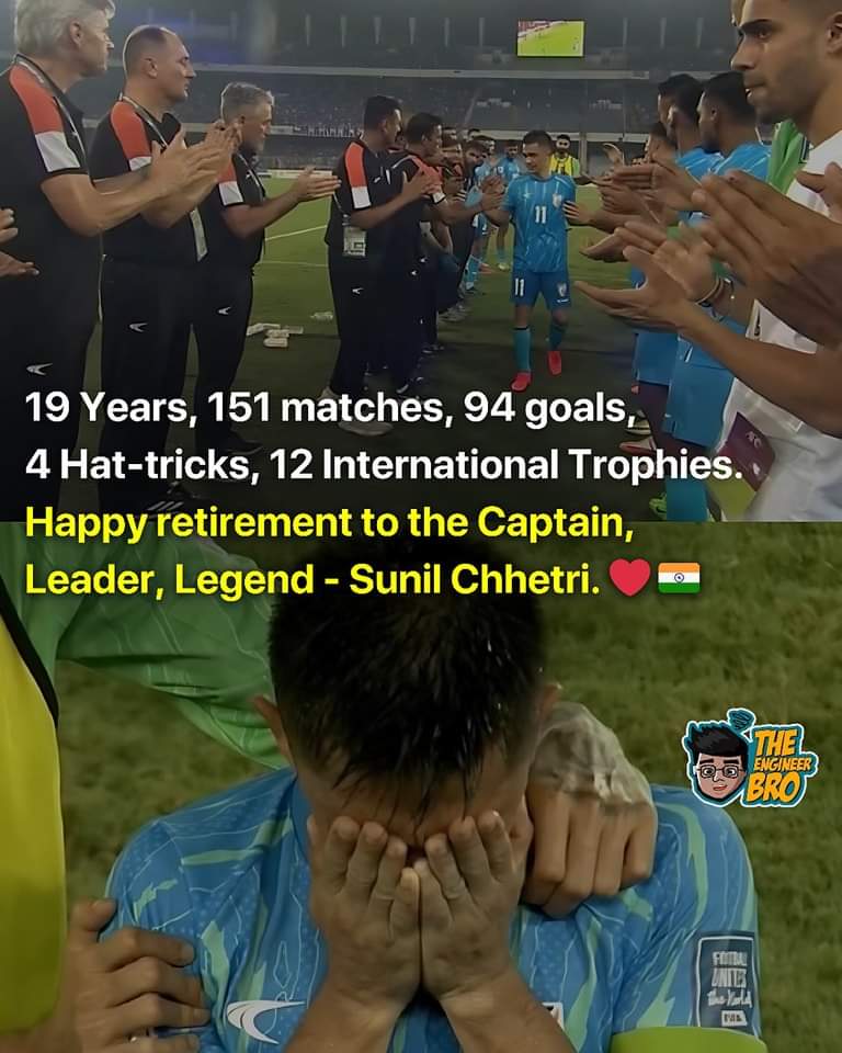 KochManaj's tweet photo. After 19 years of service, farewell, Sunil Chhetri. 🇮🇳​❤️

#WCQ | Indian Football Team
@FIFAWorldCup @chetrisunil11 ❤️ https://t.co/r760qjxDbc