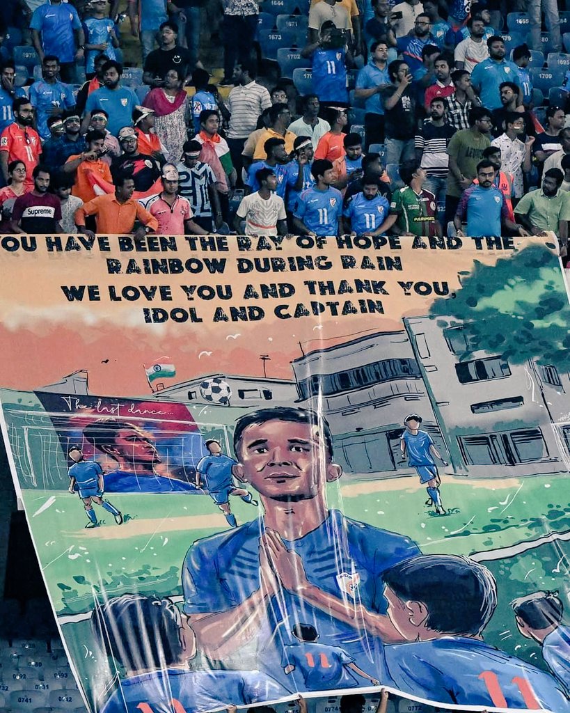 KochManaj's tweet photo. After 19 years of service, farewell, Sunil Chhetri. 🇮🇳​❤️

#WCQ | Indian Football Team
@FIFAWorldCup @chetrisunil11 ❤️ https://t.co/r760qjxDbc