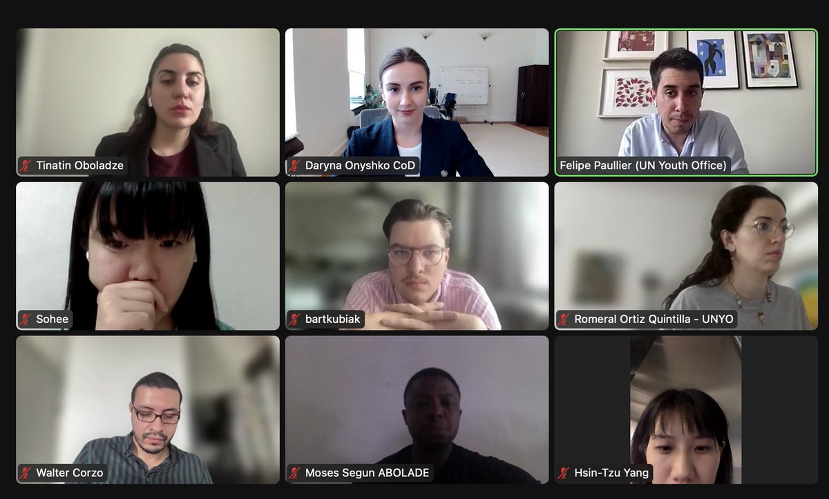 d_onyshko's tweet photo. Great discussion today between #CoDYouthLeads and @UNYouthAffairs. So many potential synergies to advance youth political participation! Wishing @felipepaullier a successful continuation of his mandate as the first-ever @UN Assistant Secretary General for Youth Affairs 🇺🇳 https://t.co/YZsLVhTWzk