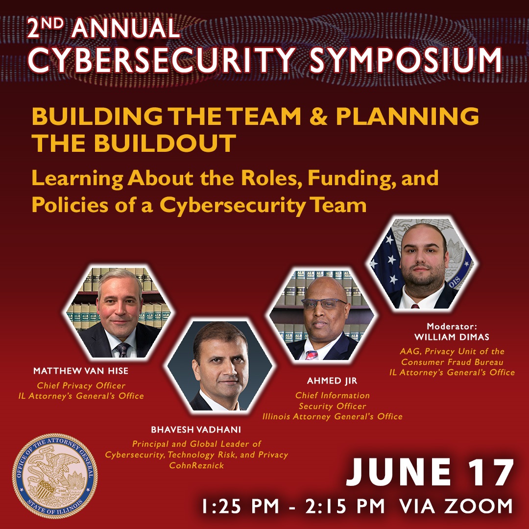 ILAttyGeneral's tweet photo. Preparation is key in making sure your organization has defenses against cyberthreats. Register to attend this session on roles and responsibilities, reporting, accountability, and funding of a cyber security team, as well as policies and procedures: https://t.co/mjdI17HTAz https://t.co/4Zi8hluZQL
