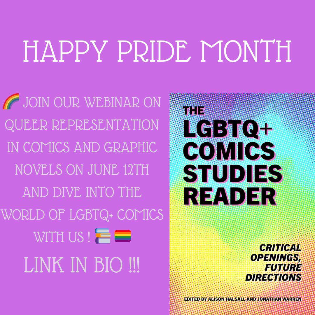 🌈✨ Celebrating Pride Month with a splash of color and a dash of queerness! ✨🌈 Join our webinar on Queer Representation in Comics and Graphic Novels on June 12th and dive into the world of LGBTQ+ comics with us! 📚🏳️‍🌈
Click here to join: yorku.zoom.us/webinar/regist…