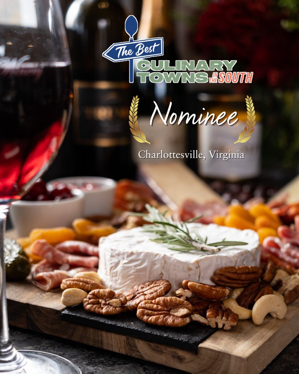 trumpwinery's tweet photo. We're ecstatic to announce that Charlottesville has been nominated for Top Culinary Town in the South! 🍾✨
Voting is open now! Support the Charlottesville community by voting today at https://t.co/KKjh8HhrJO

#VoteCville #Charlottesville #BestCulinaryTown #TheLocalPalate https://t.co/Cm038jSwXk