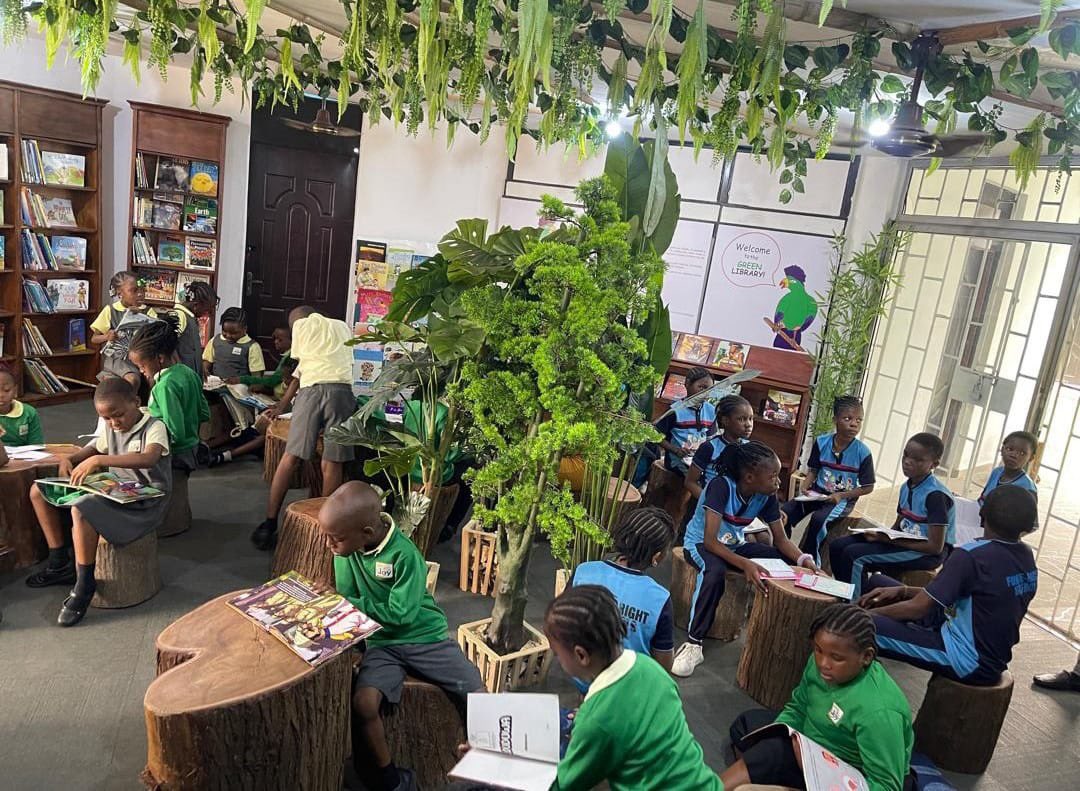 Librarygovng's tweet photo. Our Lagos Branch Commemorates World Environment Day in collaboration with @ZODML. This year theme: "Land Restoration, Desertification and Drought Resilience" The event was held at the Green Library where school children were tutored on healthy environmental practices. https://t.co/KRPWNZWtKA