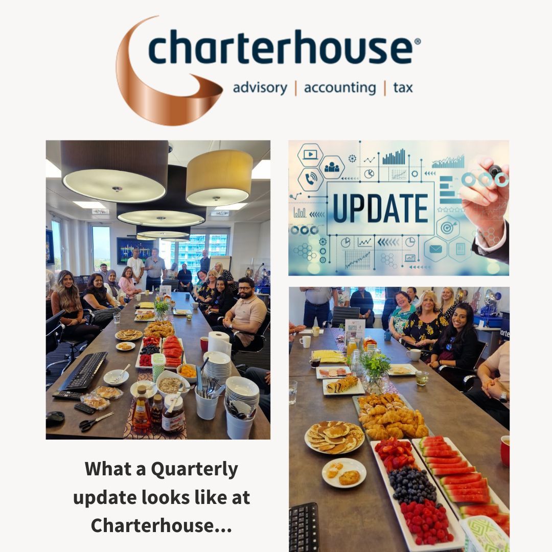 Kicking off our Quarterly Business Update with a dash of excitement!

Staying in the loop is key, and our latest update covered everything from upcoming events and new changes to the latest financial insights. 

#charterhouseaccountants #TeamWork #QuarterlyReport #CompanyCulture