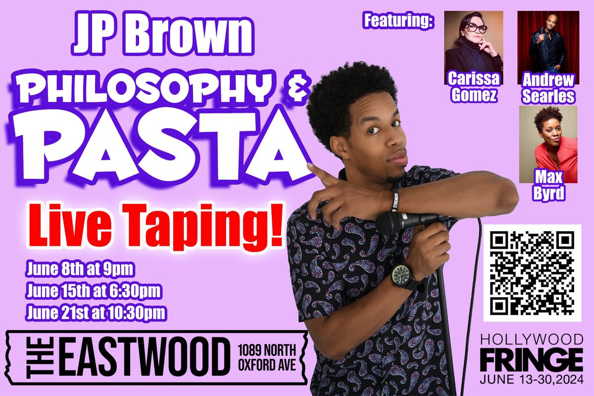 lberzins_voices's tweet photo. LA Peeps!!! Proud to announce that my wonderful bf @thisisjpbrown will be filming his first Comedy Special for @hollywoodfringe festival!!!
June 8th 9pm
June 15th 6:30pm
June 21st 10:30pm
Type โPASTAโ for a $8 discount at checkout๐
https://t.co/PgdkiZIQ0n
#hff24 #hollywoodfringe https://t.co/ZwVuAu9IP5