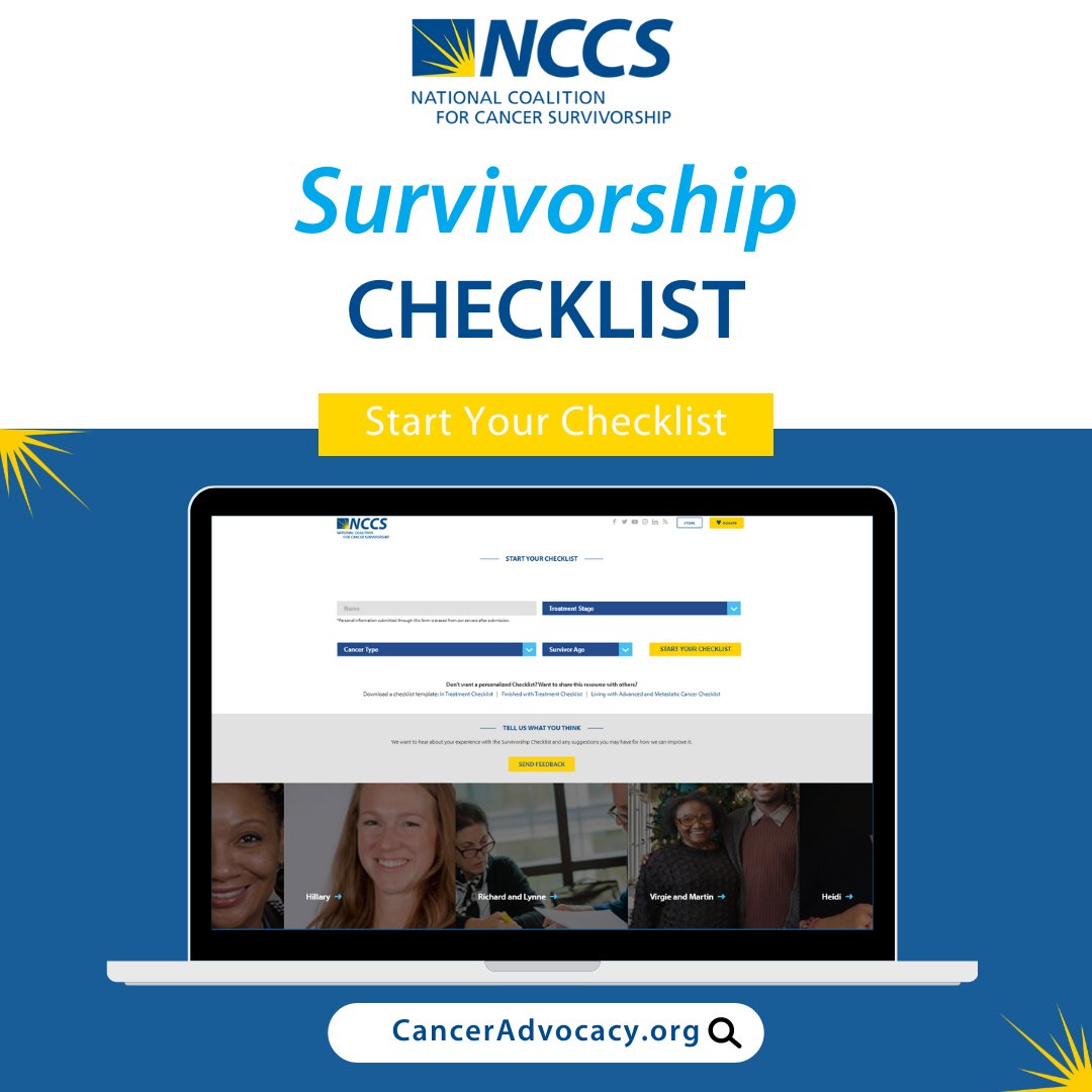Looking for a simple, straightforward tool you can use as a guide for information critical to your cancer care? Create your personalized survivorship checklist. Get started now: survivorshipchecklist.org