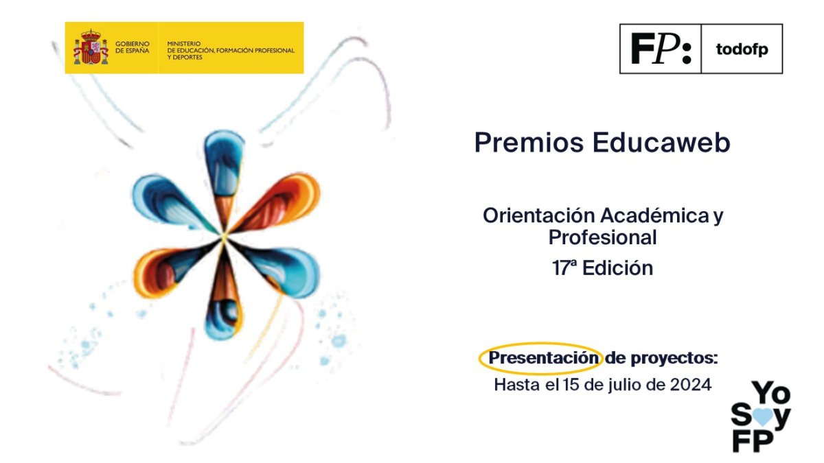 todofp's tweet photo. 📢 Abierta la convocatoria para presentarse a la 17ª edición de los Premios #Educaweb de Orientación Académica y Profesional.
#TodoFP #YoSoyFP
🔴 Puedes presentar tu proyecto hasta el 15 de julio de 2024.
🔎https://t.co/WtedFCOaZ6 https://t.co/lhnzMX3GQ0