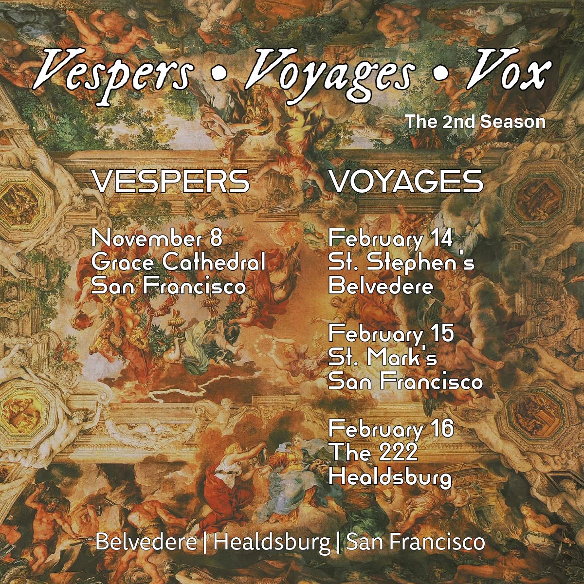 Vox Humana SF announces the dates for its 2nd season. Tickets now on sale: voxhumanasf.org