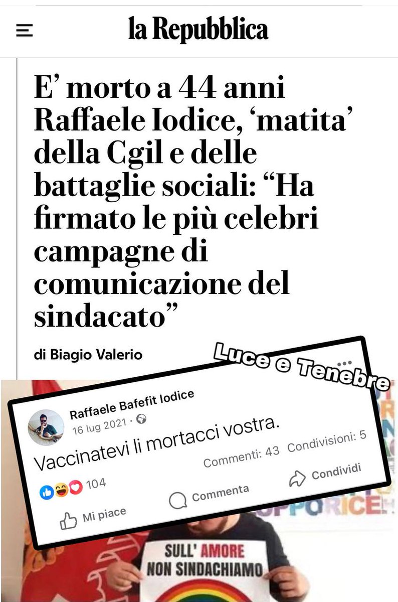 ChanceGardi's tweet photo. Morto a 44 anni Raffaello Iodice, matita della CGIL e delle battaglie sociali: Ha firmato le più celebri campagne di comunicazione. 

https://t.co/VeO3K5E1Yo https://t.co/8wxe1SRxJy