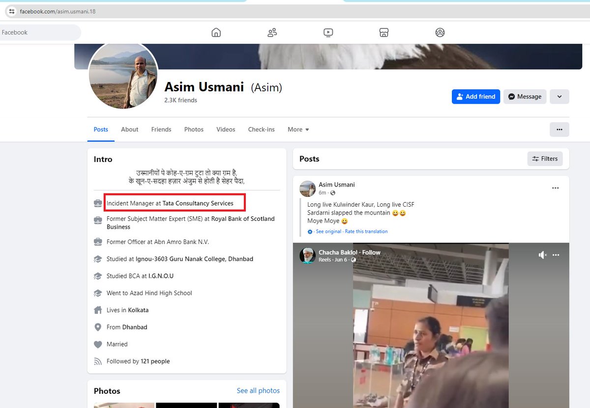 Hello <a href="/k_krithivasan/">K Krithivasan</a>, could you please take action against your employee "Asim Usmani" for supporting the assault on an elected MP from Mandi?
<a href="/TataCompanies/">Tata Group</a> <a href="/TCS/">Tata Consultancy Services</a> <a href="/RNTata2000/">Ratan N. Tata</a>