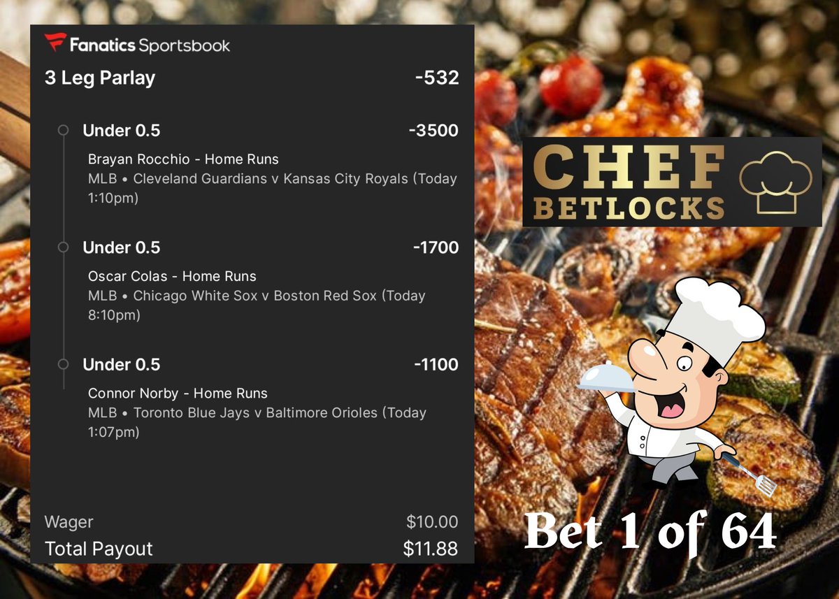 ChefBetLocks's tweet image. Bet #1 to becoming a millionaire..
💰 💰💰 💰 💰 💰 💰💰

3 legs today. 🔥 🔥 🔥
Back at it! #LFG 

For those who don't know. $10 rolled over 64 times averaging -500 odds will make you a millionaire. 🤯 

#GamblingTwitter #GamblingX
#SportsBetting #PrizePicks