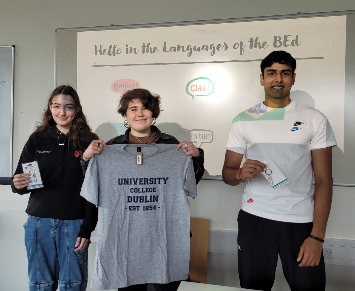 Dr_EBowman's tweet photo. Lovely meeting 5th Year students today at the @ucddublin Summer School @SchoolofEdUCD. A few pictures of our winners from the several language activities we had today #cao #DN760 🥳 https://t.co/2CUFPmTIe9