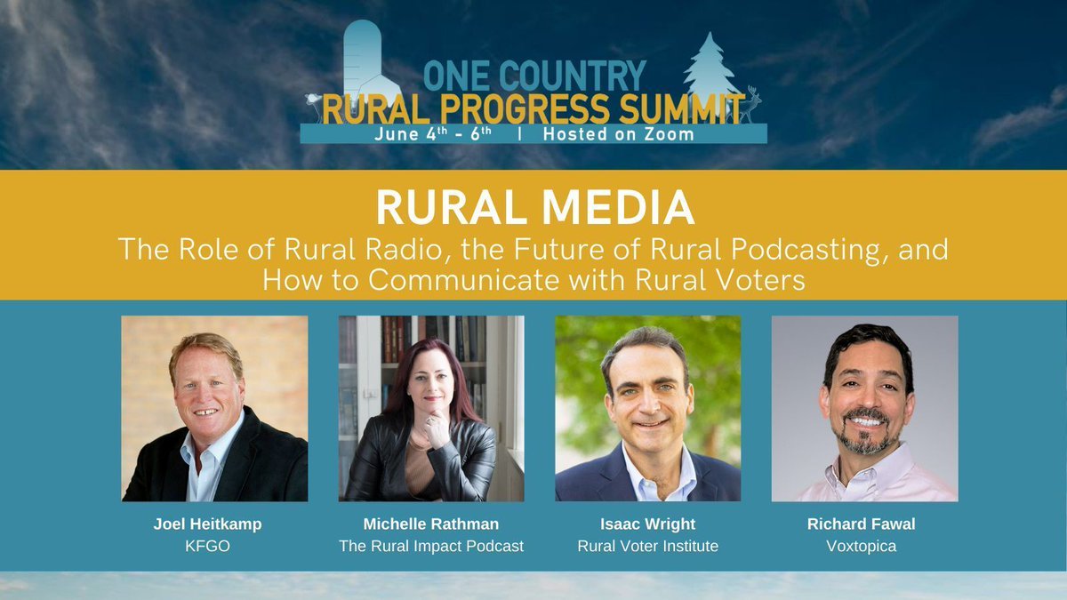 _OneCountry_'s tweet photo. The media landscape has changed enormously in recent years. What does that mean for rural communities? What’s the best way to reach rural voters? @JoelKFGO is talking rural media with @MRBImpact, @Izac_Wright, and @rfawal at the #RuralProgressSummit: https://t.co/c2wpFEOB4l https://t.co/p2bhAgso8O