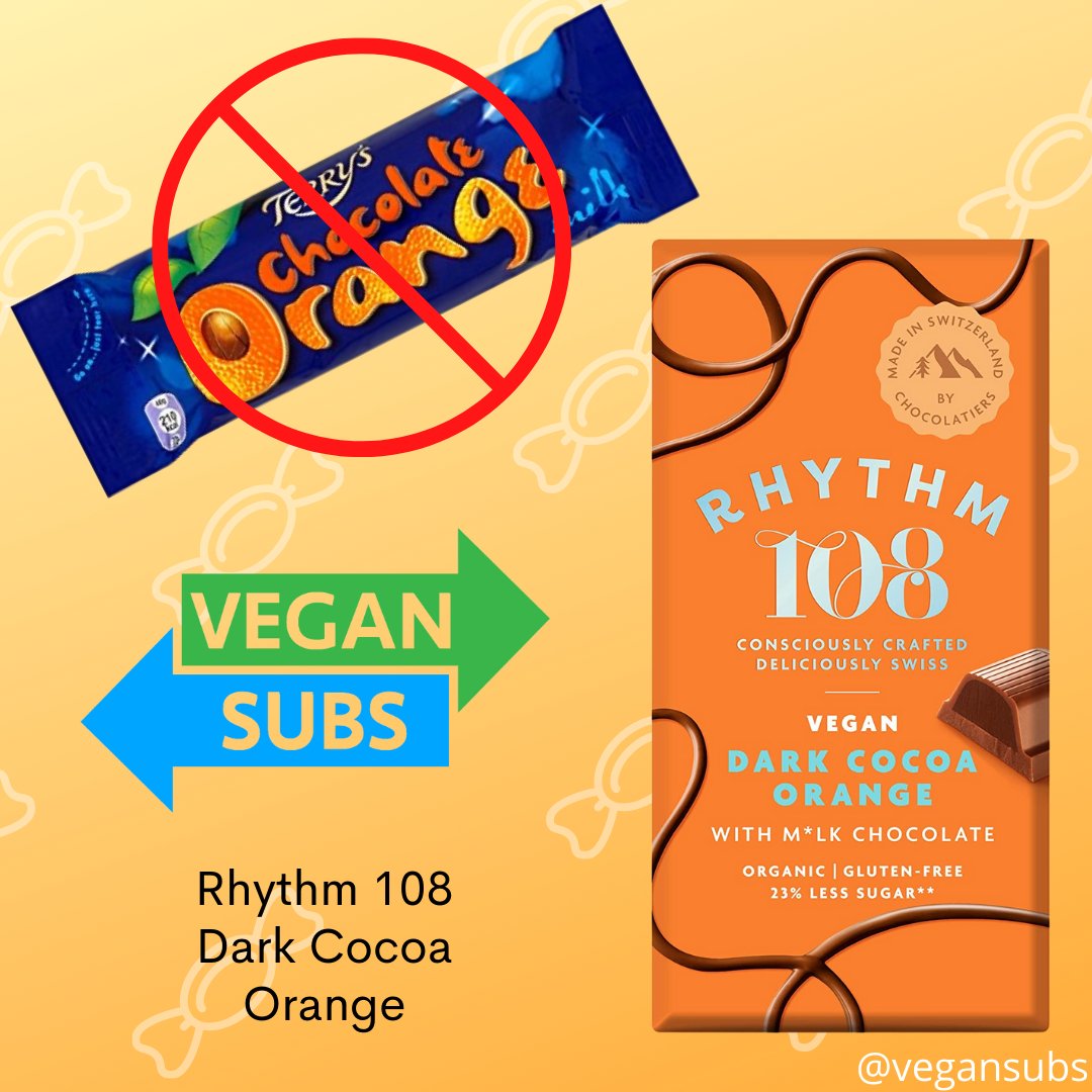 VeganSubs's tweet photo. If you need a sub for Terry’s Chocolate Orange, then try Rhythm 108 Dark Cocoa Orange! https://t.co/TztWAMZTlJ
