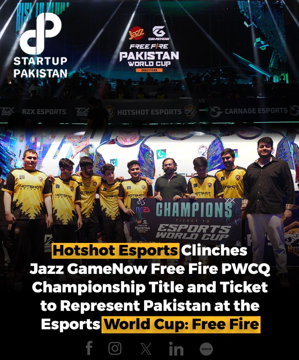 PakStartup's tweet photo. Hotshot Esports HotshotEsports have won the Jazz GameNow Free Fire World Cup Qualifiers!
Read More Here; https://t.co/yfRdhijmkQ
@ffesportspk @jazzdigital @nges.gg
#FFPWC #FreeFireEsportsPakistan #Jazz #Gamenow #Nges https://t.co/r8VXxc5qNx