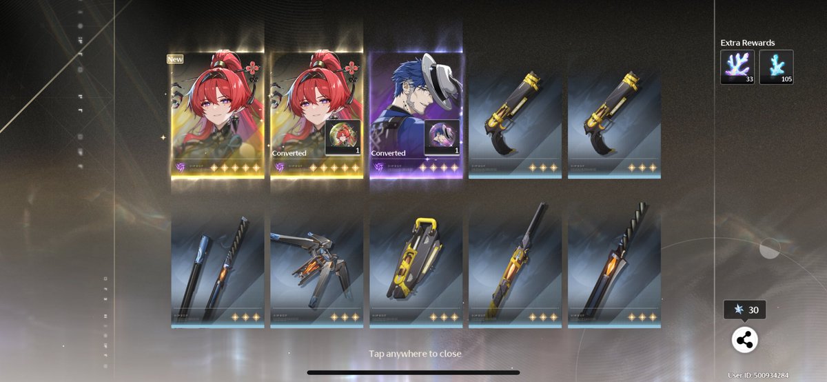 Frank749012's tweet photo. @Wuthering_Waves Got her twice in one pull best luck ever and it only took one pull 🥹 https://t.co/nzRBRPSCFn