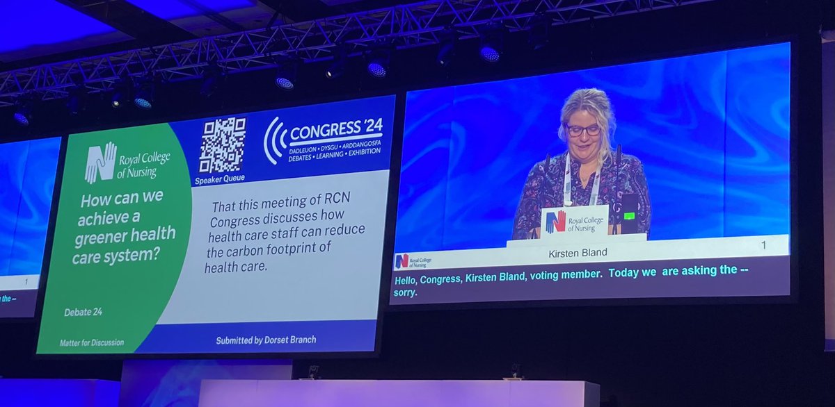 kwelsh1's tweet photo. #RCN24 Debate 24: How can we achieve a greener health care system?
🤩 Great to see @kirstenbland81 #LearningDisabilityNurse proposing this item https://t.co/c9nN9cJpoS