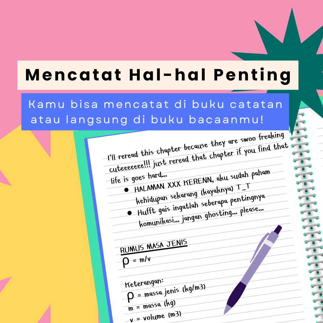 dudukbaca's tweet photo. Halo #Bacawan ππ»
Gimana nih, ada nggak yang kadang masih suka lupa?
Dubi share tips biar bacawan nggak lupa sama isi buku bacaannya yaa!
So, siapa nih yang juga nerapin tips ini kayak Dubi? Atau punya tips lain? coba sharing ke Dubi dongπππ»
#tipsbaca #anotasi #rekomendasibaca https://t.co/teFoPnR5q7
