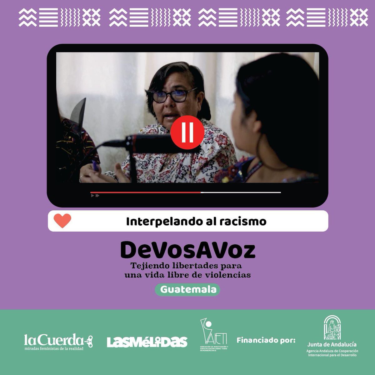 laCuerda2's tweet photo. Exploremos las formas con las que se está desafiando el racismo desde los territorios.
Disfrutá esta cápsula audiovisual https://t.co/CbLZCVXO0V
#DeVosAVoz
#TejiendoLibertades
#VidasLibres
#Feministas https://t.co/ecYfkAhAXI