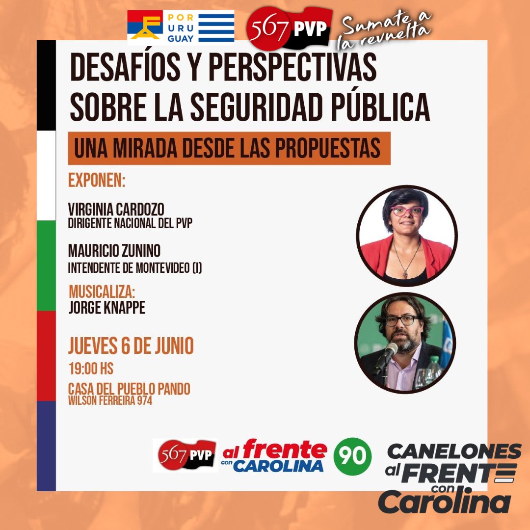 En el día hoy la Dirigente Nacional <a href="/Virginia_567/">Virginia Cardozo</a> estará en esta actividad junto al compañero <a href="/mauriciozuninoc/">Mauricio Zunino</a>.
Desde el PVP I Espacio 567 y <a href="/PS90Canelones/">Partido Socialista - Departamental de Canelones</a> <a href="/Socialistas90/">Partido Socialista</a> les invitamos a la misma.
Sino pueden ir, desde nuestro Facebook lo transmitiremos en vivo.

#IzquierdaViva