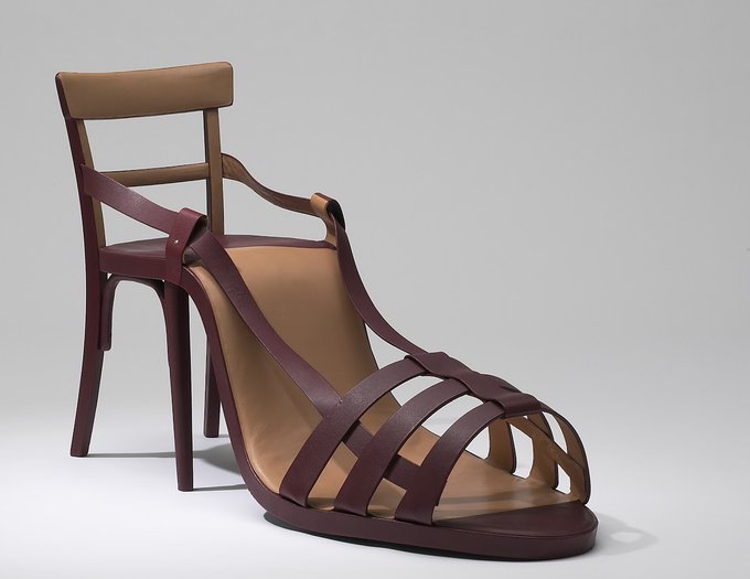 Austrian artist Birgit Jürgenssen, Shoe Chair, 1974; wood, leather #WomensArt