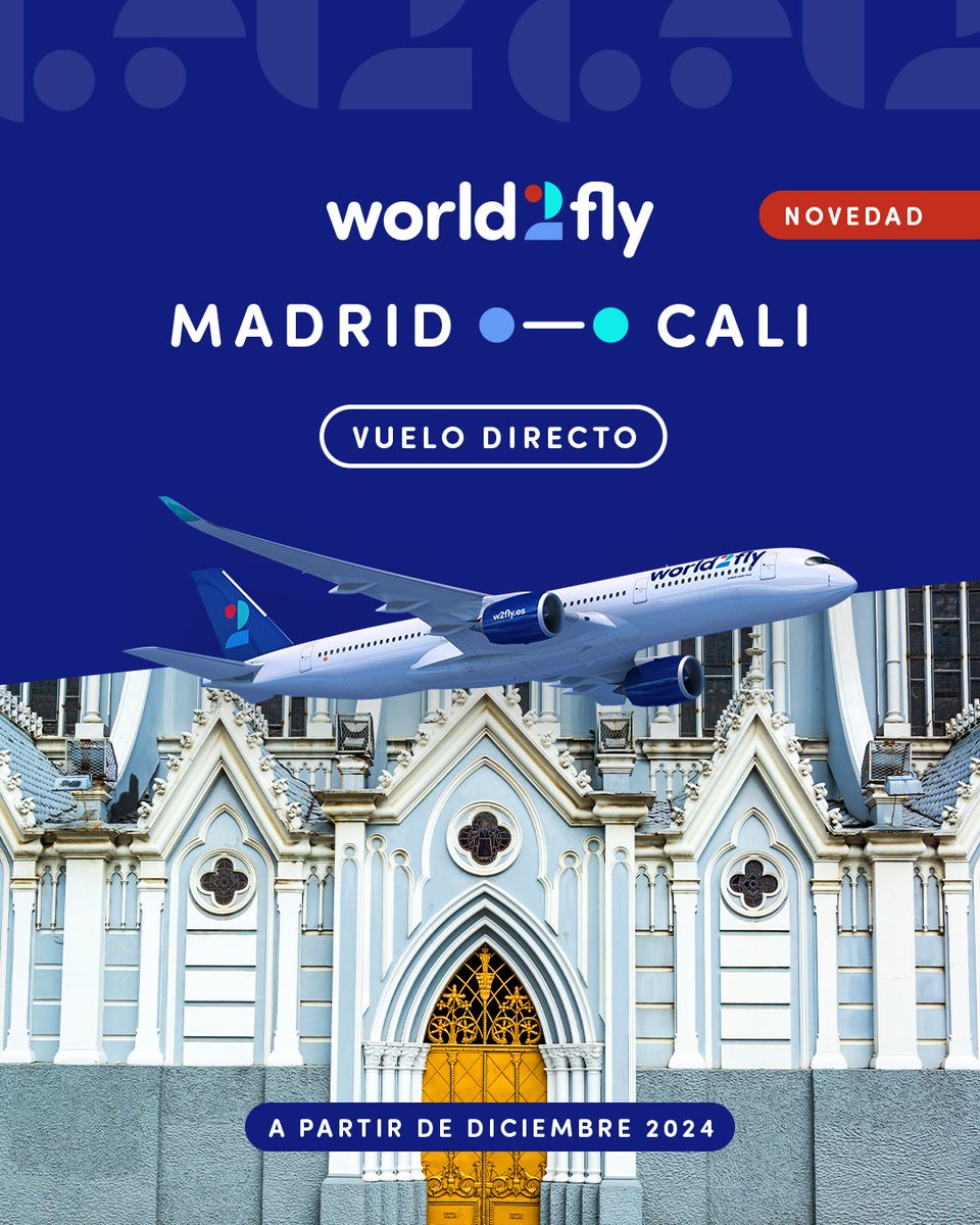 world2fly's tweet photo. A partir de diciembre, ¡VOLAMOS A COLOMBIA!

Descubre la nueva ruta Madrid - Cali y enamórate de este país lleno de rincones por descubrir.🌴
✈️Esta ruta será operada por un A350 todos los miércoles y domingos.
¡En breve podrás comprar tu billete! ¿Vienes?🎶🎉
#FlyAway #MeetW2Fly #world2fly #Colombia #ElPaísDeLaBelleza @World2Meet