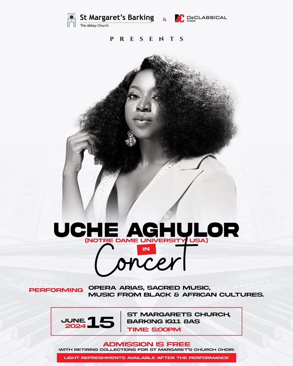 declassical's tweet photo. Prepare to be captivated by the enchanting voice of Uche Aghulor as she takes the stage for an unforgettable Art music concert!
Admission is free.

https://t.co/2LDrRjuoeB https://t.co/7ReVa9Wz9v