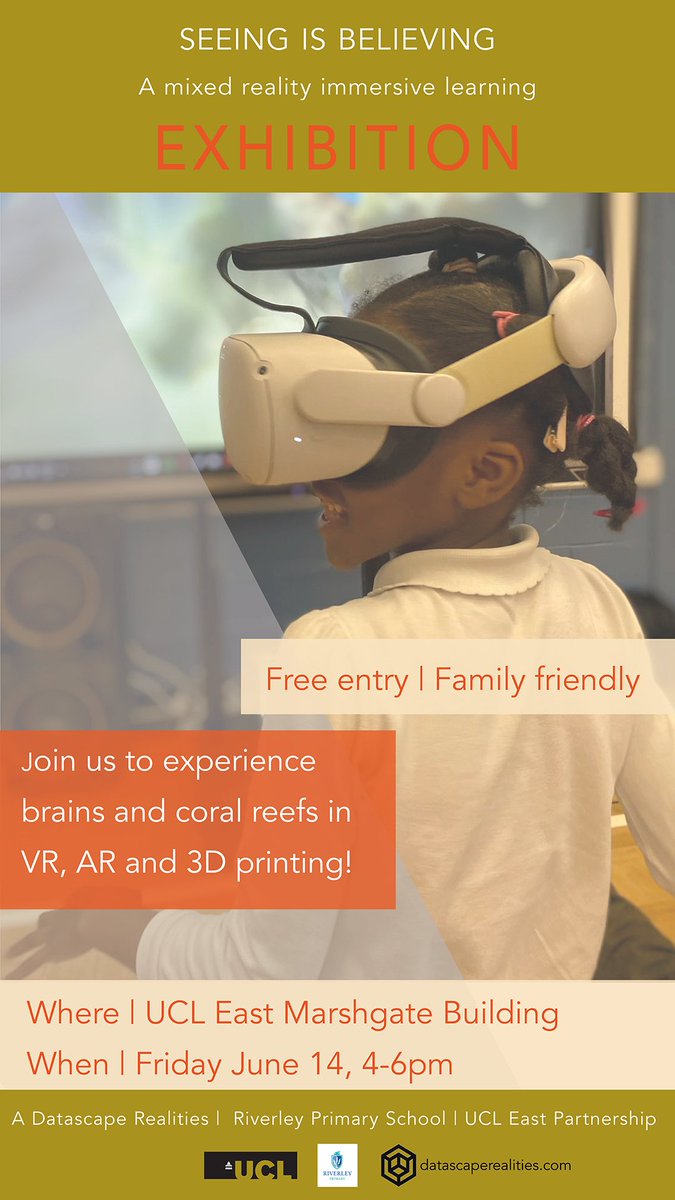 Datascape Realities (@datascape_real) on Twitter photo Join us at <a href="/UCLEast/">UCL East campus</a> on Friday June 14, 4-6pm! Experience brains and coral reefs in #AR #VR and #3Dprinting! We'll be exhibiting our outreach programme with <a href="/RiverleyPrimary/">Riverley Primary</a> children. They look forward to showing you what they've learned! Join us at <a href="/UCLEast/">UCL East campus</a> on Friday June 14, 4-6pm! Experience brains and coral reefs in #AR #VR and #3Dprinting! We'll be exhibiting our outreach programme with <a href="/RiverleyPrimary/">Riverley Primary</a> children. They look forward to showing you what they've learned!