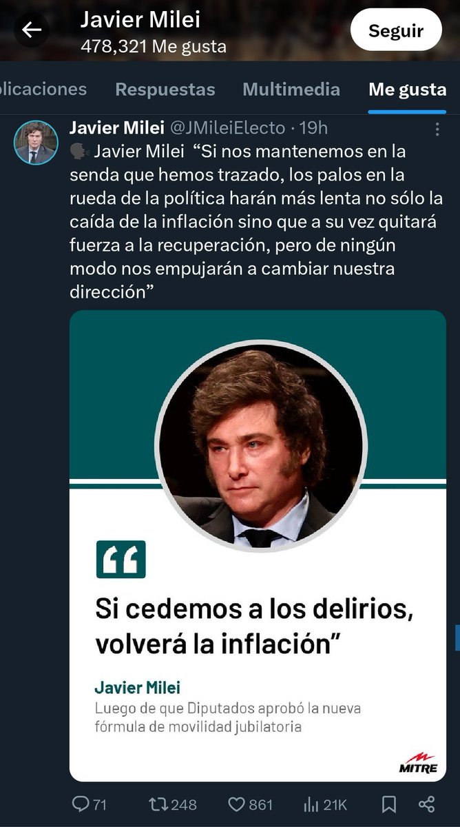 Mirá lo que likeó Milei (@mileilikea) on Twitter photo 