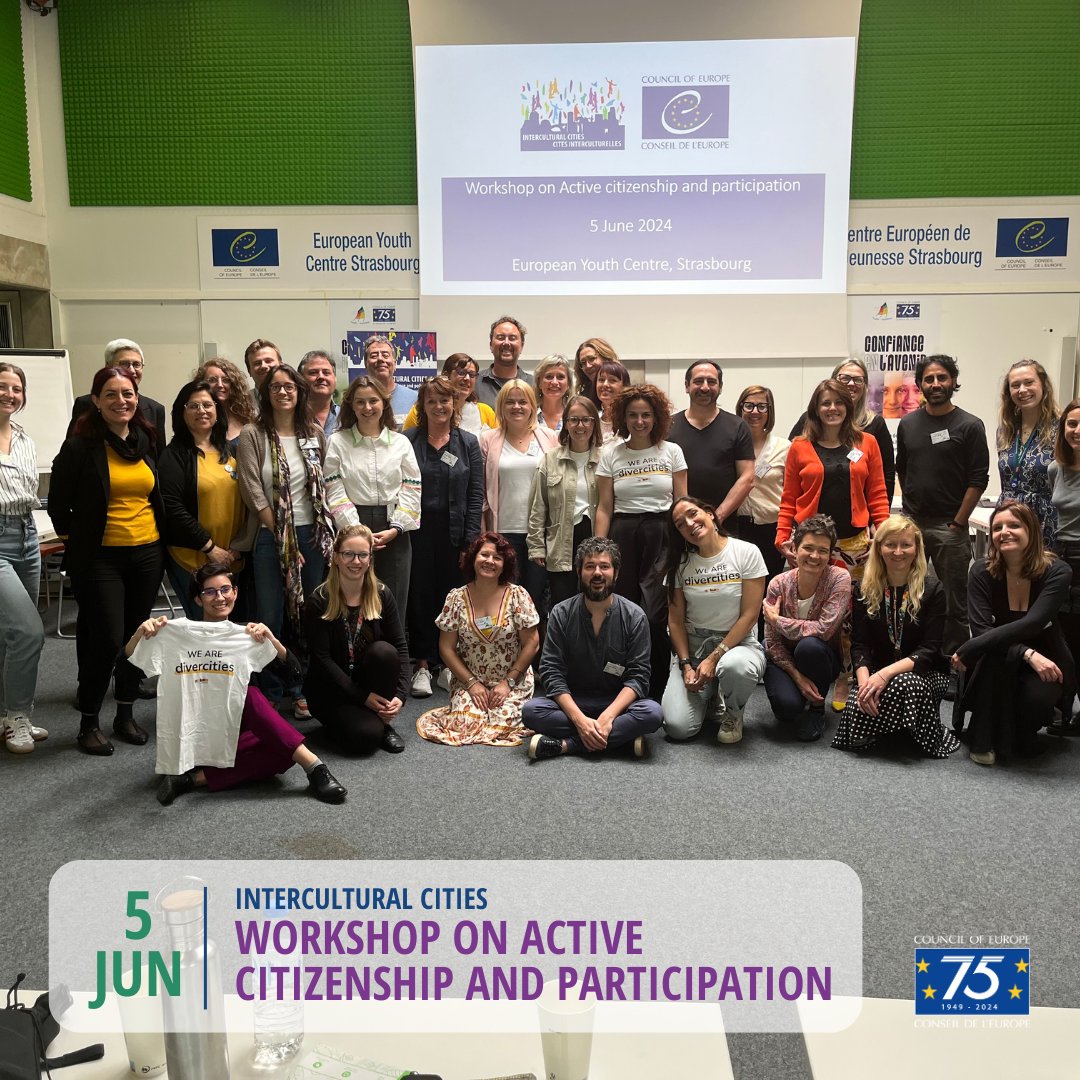 CoE_Antidiscri's tweet photo. On 5⃣ June #ICCities held a training course on Active #Citizenship and #Participation. Participants learnt how to successfully include this 4th ICC principle in an intercultural approach and strategy.  ➡️https://t.co/xamYRFa2Aa https://t.co/c1UBMv8A8w