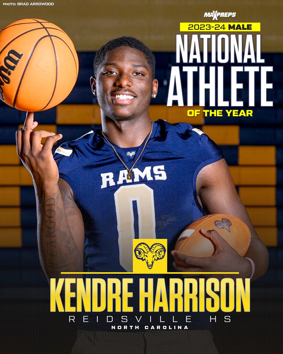 MaxPreps's tweet photo. Kendre Harrison of Reidsville (N.C.) named 2023-24 MaxPreps Male National Athlete of the Year 🔥🏈🏀

Full story⬇️
https://t.co/Thx8P8gGuY https://t.co/I2SajGzRu1