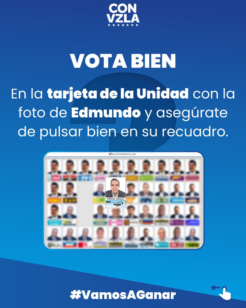 ConVzlaComando's tweet photo. 2️⃣ Si quedaste seleccionado para ser miembro de mesa, llama al 04127023821 o al 04127023651. 

3️⃣ El día de la elección ¡VOTA BIEN! en la tarjeta de la Unidad con la foto de @EdmundoGU. 

¡La victoria es tuya! 
Contigo #VamosAGanar https://t.co/zRquY3l0G3