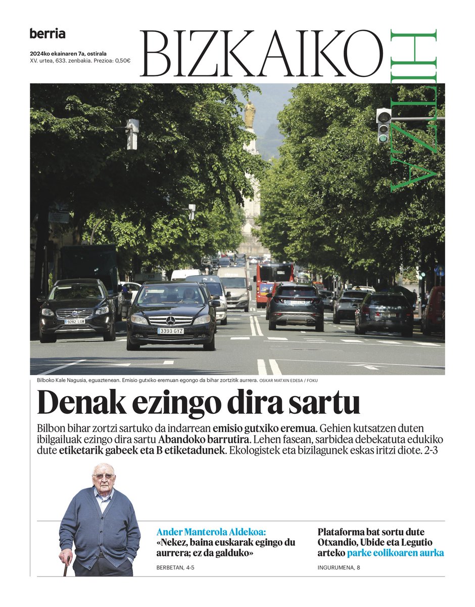 Biharko Bizkaiko Hitzan:
🟢Emisio baxuko eremua, Bilbon
🟢Ander Manterolari elkarrizketa
🟢 <a href="/beharko/">Niko Cuenca Beristain</a>|ren zutabea
🟢Kastillo Bizirik plataforma, Otxandion
🟢Bizkaiko Caritasen iazko balantzea
🟢Señora sariketa Portugaleten
🟢La Encartada Moda, Balmasedan
🟢Urkiolako santutegia