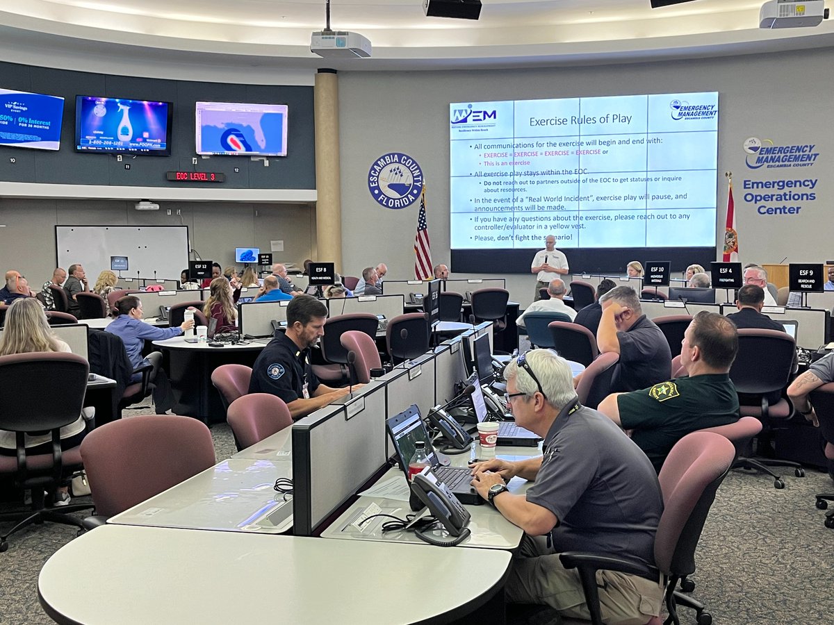 MeyersEmergency's tweet photo. On May 23rd, Meyers Emergency Management facilitated @Escambia County Emergency Management's annual Hurricane Exercise. It was a HUGE success, showcasing the extensive research and planning by dedicated professionals. Congrats to all who attended! 

@bereadyescambia https://t.co/h7bkScl0sT