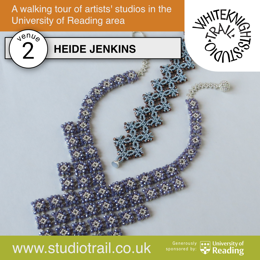 HEIDI JENKINS: BEADWORK
studiotrail.co.uk
Mark the 8th and 9th on your calendars. We look forward to seeing you.
 #wst2024 #whiteknightsstudiotrail #wstreadinguk #rdguk