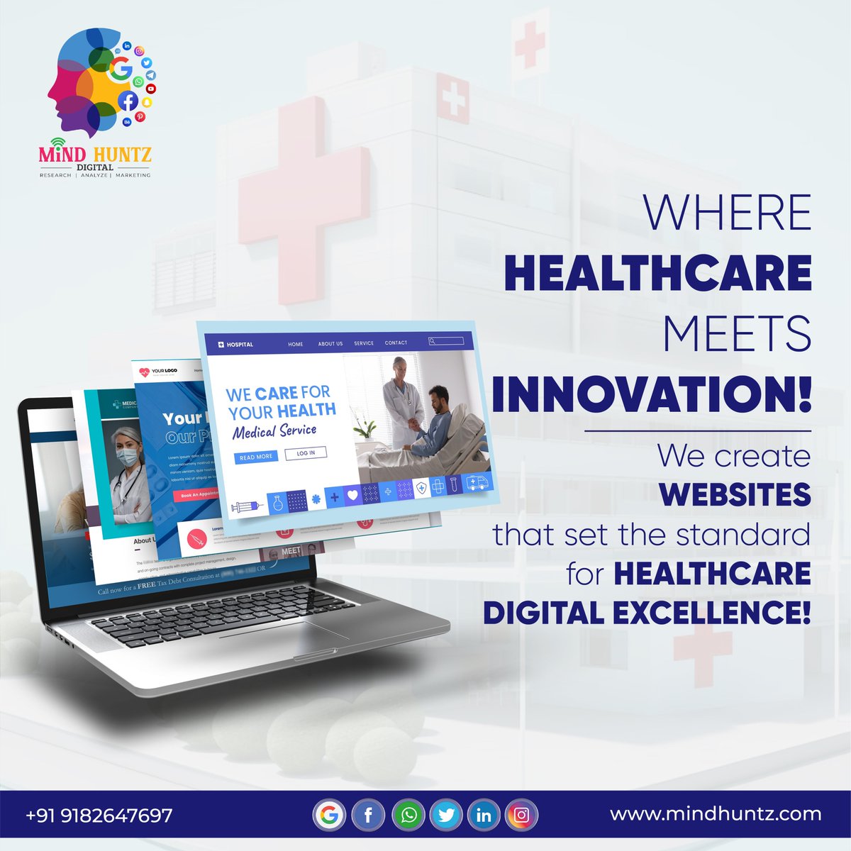 MindHuntz's tweet photo. Mind Huntz Digital is at the forefront of merging #healthcare with cutting-edge digital innovation. We specialize in creating #websites that set the standard for #digitalexcellence in the healthcare industry https://t.co/HAqedB7Ukg