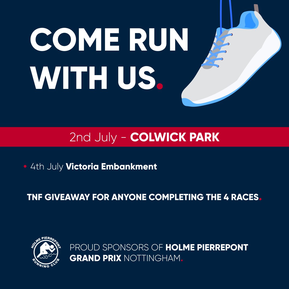 Today is Colwick Park for race number 3 of the Holme Pierrepont Grand Prix. Come and run with us, or to talk to us about branding! T-shirts are available for people running all 4 races.

#grandprix #running #runningclub #race