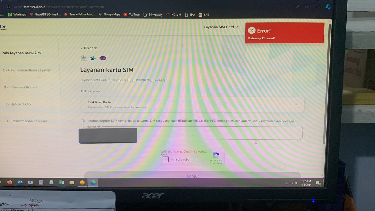 dwisappto's tweet photo. @myXL min tolong dibantu, mau reaktivasi, seharian gini terus error nya.. https://t.co/CfzlfT7PCJ