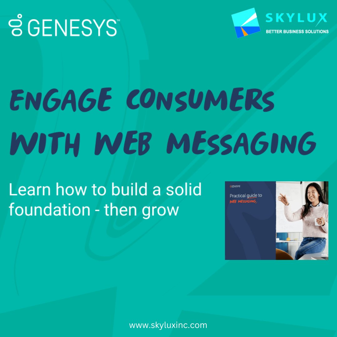 skylux_inc's tweet image. Engage your consumers effectively with Genesys&apos; web messaging, delivering personalized, real-time interactions that enhance customer experience and drive satisfaction.
#Genesys #webmessaging #contactcentersolution #Skyluxinc
