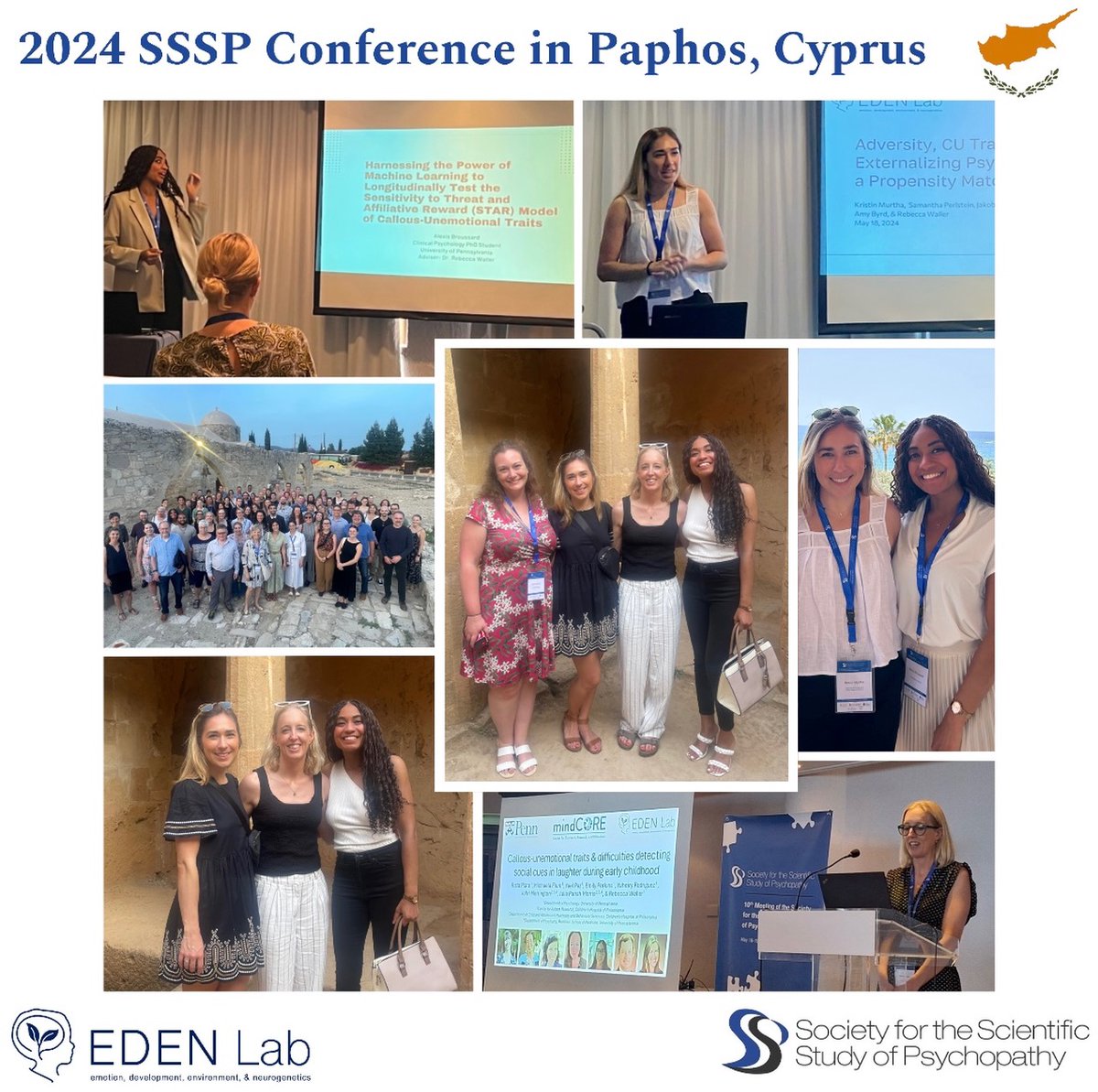 EDENLabUPenn's tweet image. The EDEN Lab team at the 10th biennial meeting of the Society for the Scientific Study of Psychopathy in Cyprus! What an incredible event in the most beautiful location! 🇨🇾💚🧡#SSSP #teamscience #Cyprus @emilyrperkins @kristinmurtha1 @broussarda98