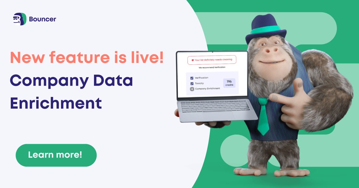 Struggling with email segmentation? 

Bouncer's new Data Enrichment feature is here to help! 

Upload your list, tick the enrichment box, and get your enriched data with valuable company insights in no time.

Quick, easy, and efficient! Check it out now👉usebouncer.com/data-enrichmen…
