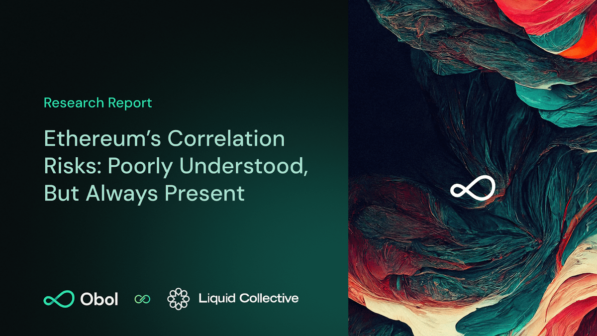 Obol_Collective's tweet photo. 📝 We're releasing a report with @liquid_col about #Ethereum's correlation risk!
 
👀 Considering Ethereum staking? This is a MUST READ report!
 
Read the full report here: https://t.co/3Wy1zMuAB8
 
🤔 Many stakers don't understand correlation penalties and centralisation risks in Ethereum.
 
🚫 Ethereum severely penalises correlated slashing events, encouraging stakers, protocols, and operators to prioritise client diversity and decentralisation.
 
When you stake with a centralised protocol or provider (using a single client, geographic location, etc), you are more susceptible to penalties if that point of centralisation causes a slashing or offline event.
 
As the staking ecosystem develops, so does the discussion around correlation risks.
 
@VitalikButerin suggests that Ethereum's correlated slashing mechanism may not be fully achieving its objective, necessitating a more thorough investigation of correlation risk: https://t.co/NeN18jVKYf
 
📝 To help educate stakers, we are excited to announce our research report: “Ethereum’s Correlation Risks: Poorly Understood, but Always Present” which examines, for the first time, a holistic cross-section of today’s staking correlation risks, key mitigations, and how these dynamics may shift in the future.
 
It includes explorations of:  
🎯 Correlation penalties
🎯 Client diversity risks
🎯 Operator diversity risks
🎯 Geographic and cloud risks
🎯 Research and upcoming proposals
🎯 Vitalik's proposal
 
Read the full report here: https://t.co/3Wy1zMuAB8