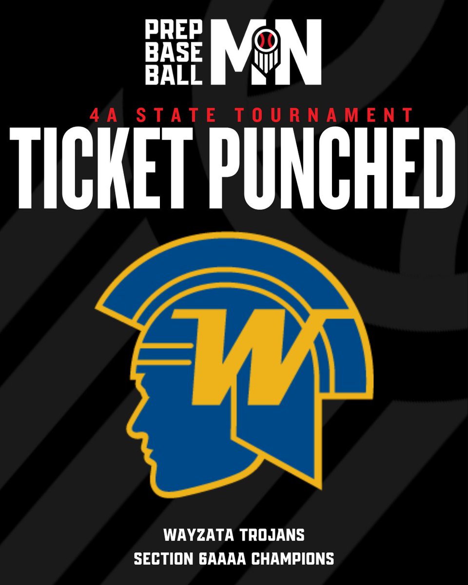 𝙩𝙞𝙘𝙠𝙚𝙩 𝙥𝙪𝙣𝙘𝙝𝙚𝙙.

Congratulations to <a href="/wtbaseball2023/">Wayzata Trojans Baseball</a>

🏆 Section 6AAAA Champions
🎟️ 2024 Minnesota 4A State Tournament
📍 CHS Field | St. Paul, Minnesota