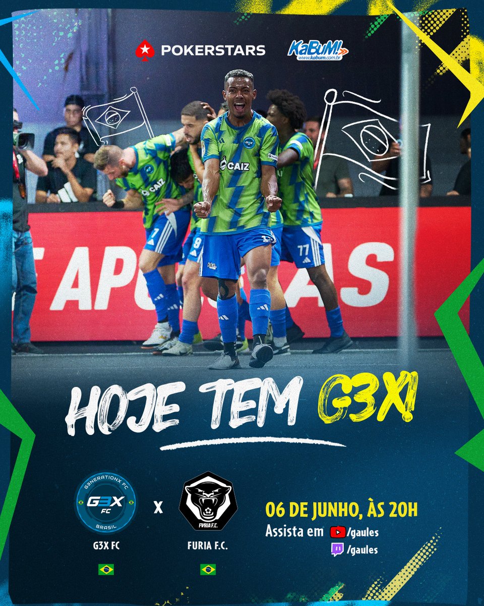 g3xFC's tweet photo. HOJE TEM G3X 🔵🟡 Dia de decisão! Dia de entrar com a nossa alma dentro de campo e brigar pela classificação para a semi final. Jogaremos por cada um de vocês. 
🆚 @FURIA
🏟️ Arena Kings 
⌚️ 20h
🏆 @_KingsWorld Cup
📻 Tranmissão, @Gaules
#⃣ #PokerStarsNaKings @PokerStarsBR https://t.co/hRPaepsorj
