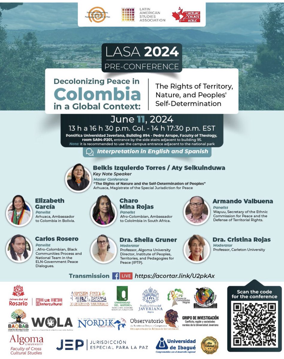 Instituto Pueblos Territorios Pedagogias para Paz (@iptppaz) on Twitter photo @LASACONGRESS @LASA_2024 <a href="/CALACS_ACELAC/">CALACS</a> <a href="/JEP_Colombia/">Jurisdicción Especial para la Paz</a> <a href="/renacientes/">PCN</a> <a href="/AlgomaU/">Algoma University</a> <a href="/comisionetnica/">Comisión Étnica PAZ</a> <a href="/UniJaveriana/">Pontificia Universidad Javeriana</a>
¡Preconferencia de LASA! 11 de junio, 1-4:30pm. Toma nota del nuevo salón, únete a nosotros para un café -diálogo esencial sobre la paz, pueblos, territorios y la naturaleza @LASACONGRESS @LASA_2024 <a href="/CALACS_ACELAC/">CALACS</a> <a href="/JEP_Colombia/">Jurisdicción Especial para la Paz</a> <a href="/renacientes/">PCN</a> <a href="/AlgomaU/">Algoma University</a> <a href="/comisionetnica/">Comisión Étnica PAZ</a> <a href="/UniJaveriana/">Pontificia Universidad Javeriana</a>
¡Preconferencia de LASA! 11 de junio, 1-4:30pm. Toma nota del nuevo salón, únete a nosotros para un café -diálogo esencial sobre la paz, pueblos, territorios y la naturaleza