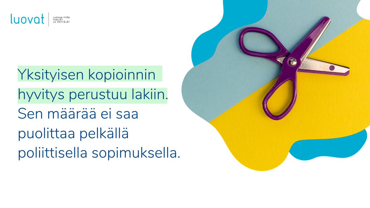Yksityisen kopioinnin hyvitys ei ole harkinnanvaraista kulttuuritukea, vaan EU-direktiiviin ja Suomen lakiin perustuvaa korvausta lain sallimasta kopioinnista. 👉  <a href="/KairaLauri/">Lauri Kaira</a>'n kirjoitus aiheesta luovat.org/ajankohtaista/… #yksityisenkopioinninhyvitys #kopiostokorvaus #hyvitysmaksu