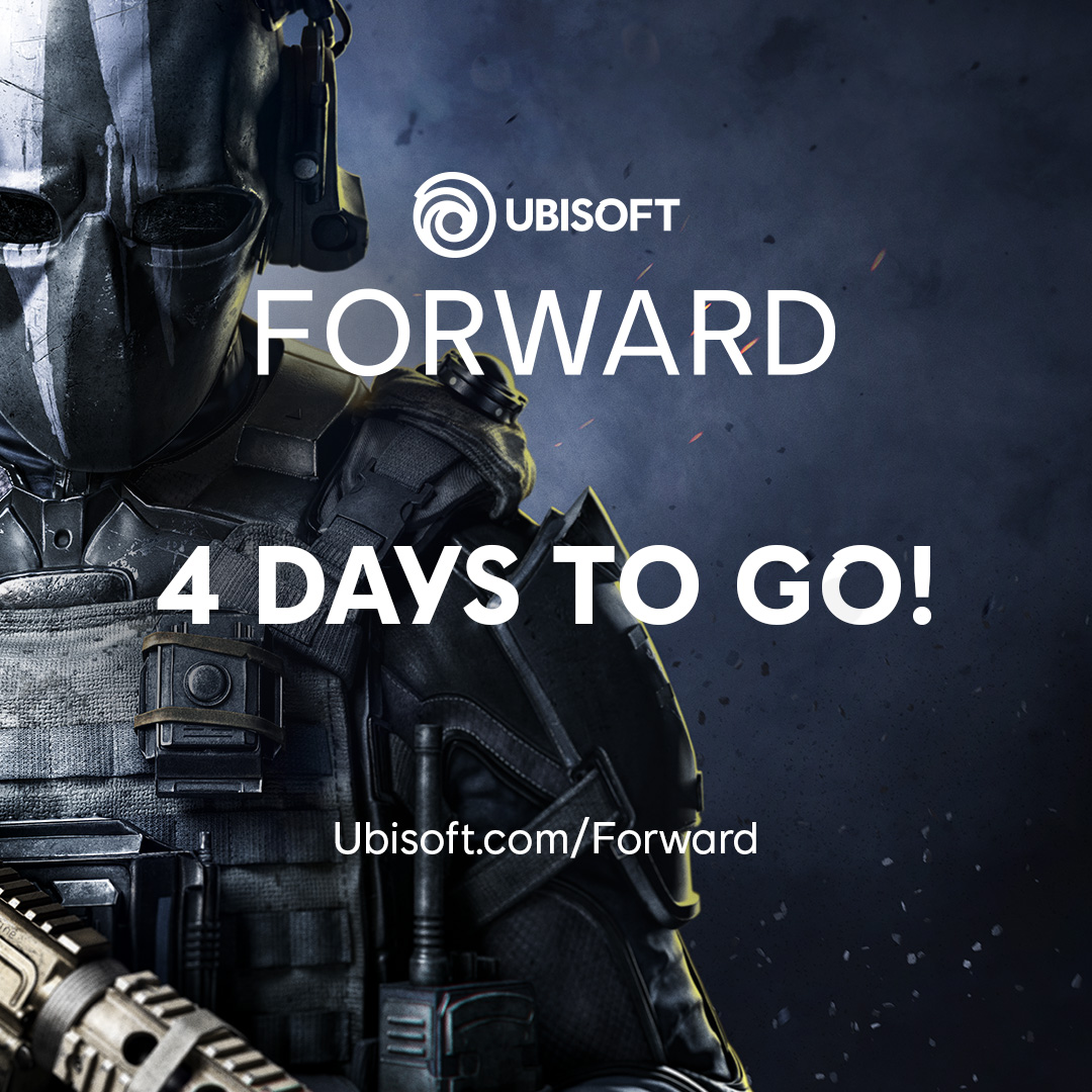 4 more days ⌛️

Join us for #UbiForward on Monday, June 10 at 2 p.m. to get the latest updates about upcoming Ubisoft games.
