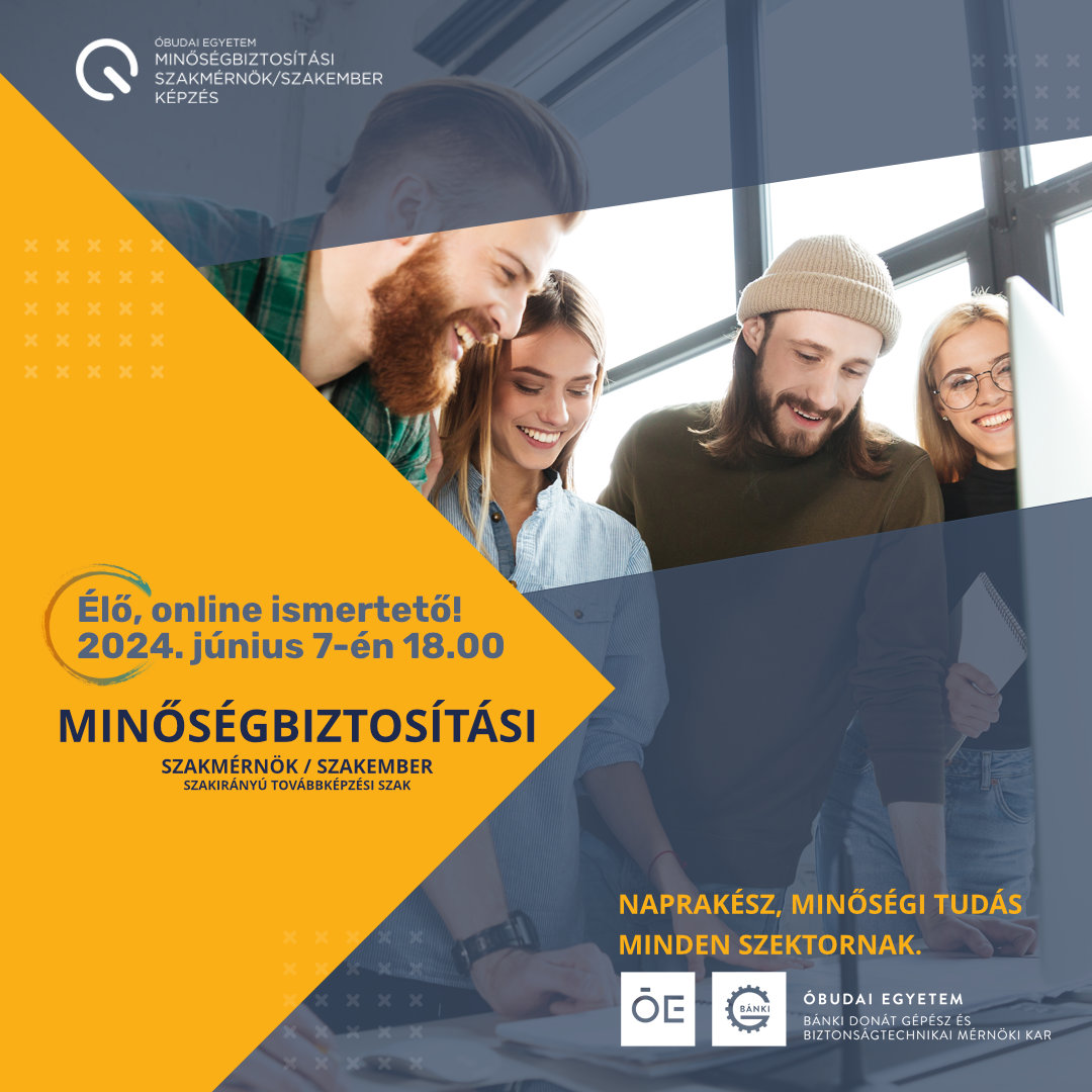 BankiOe's tweet photo. Még van idő regisztrálni az online tájékoztatóra! https://t.co/jWFFeKhtEx
Idén szeptemberben is indul a minőségbiztosítási szakmérnök/szakember szakirányú továbbképzésünk az Óbudai Egyetem Bánki Karán. Várunk szeretettel élő online bemutatkozásunkon 📷 2024. június 7-én 18.00-tól https://t.co/jE8UQwhsIA